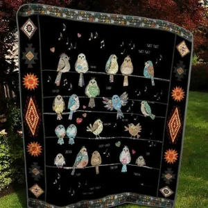 Bird On Wire Quilt Blanket Quilt and Home Decor
