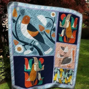 Bird Pattern Quilt Blanket Quilt and Home Decor
