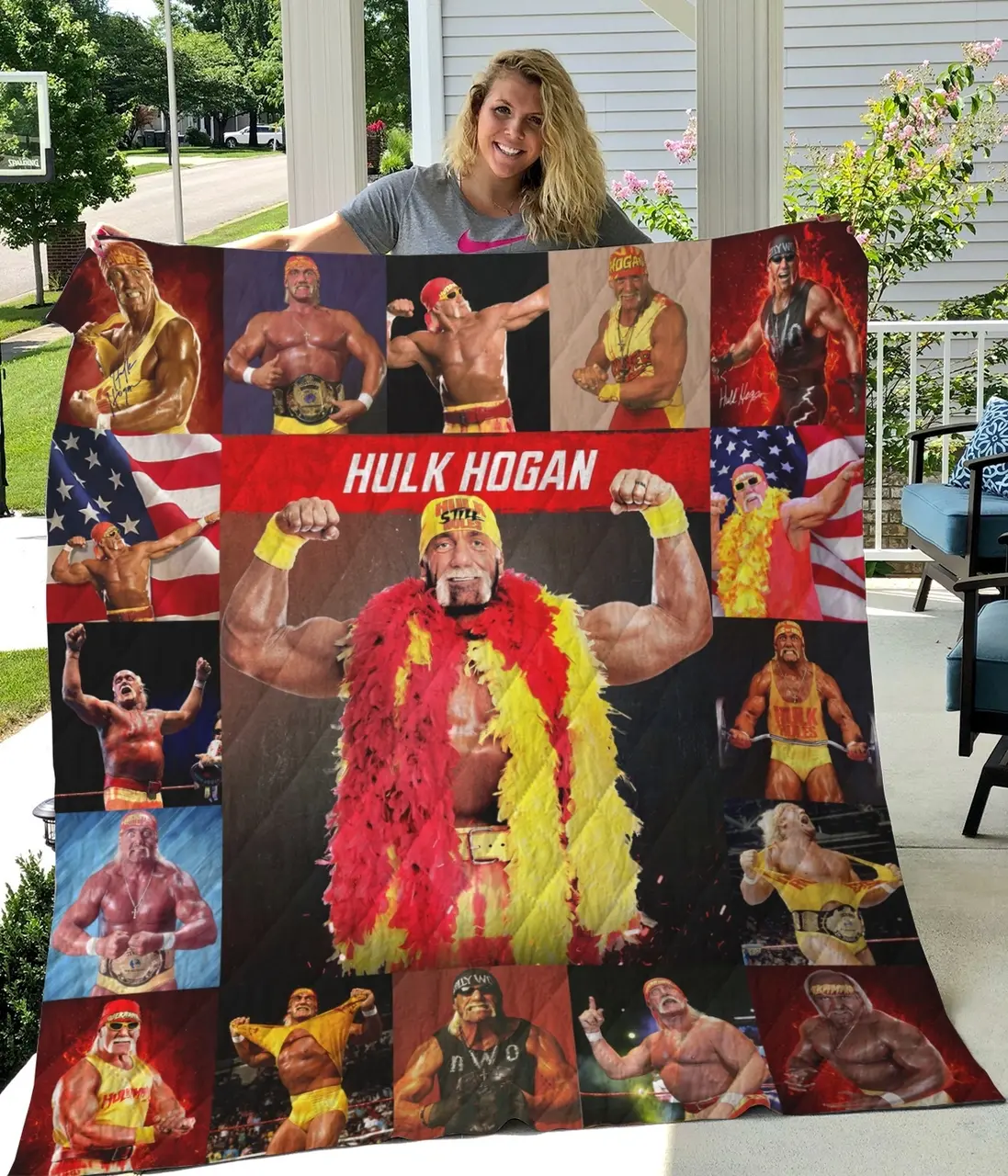 Bl Hulk Hogan 60Th Quilt Blanket and Home Decor
