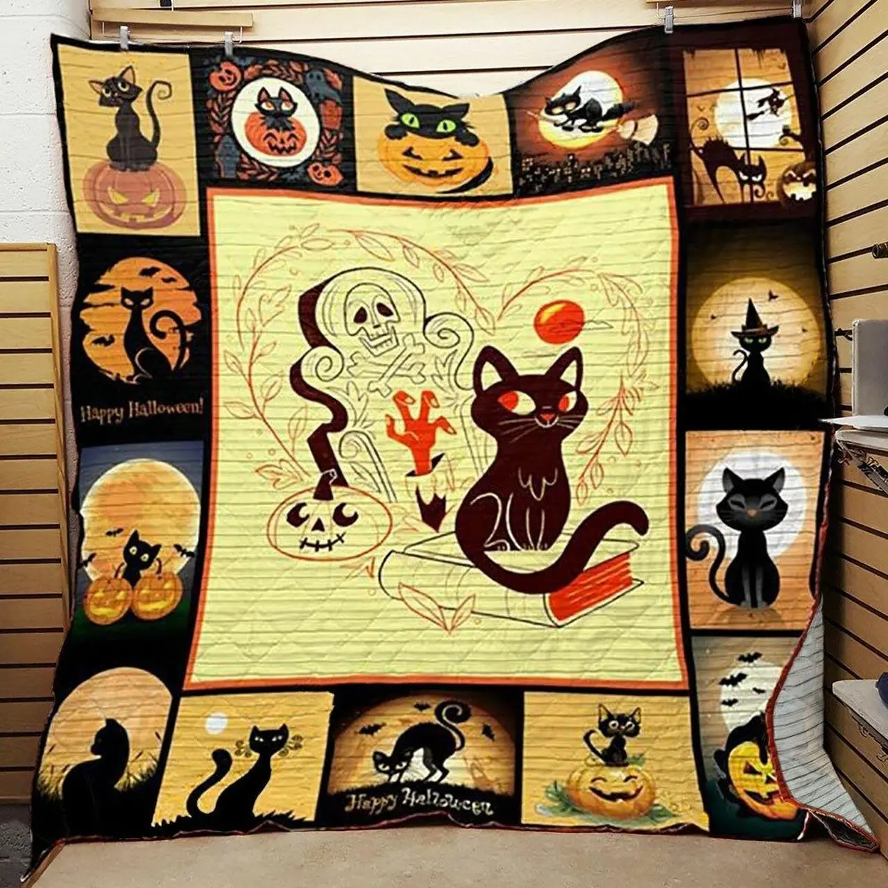 Black Cat Halloween Jfj Quilt Go and Home Decor