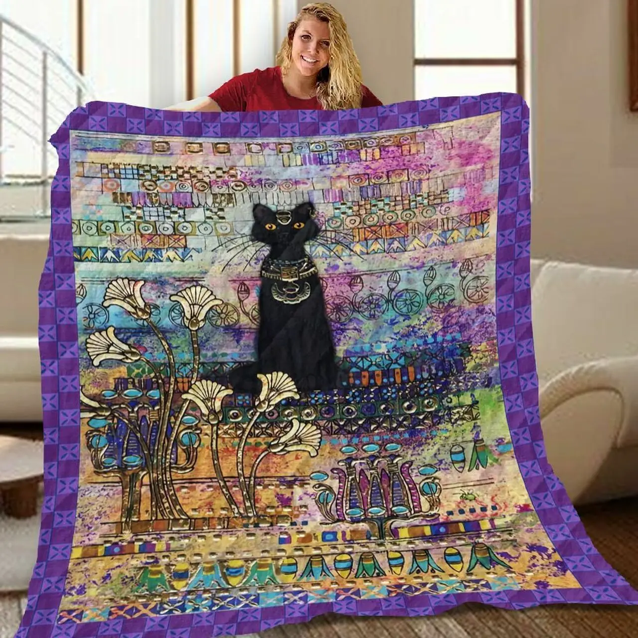 Black Cat King BH2 3D Customized Quilt and Home Decor