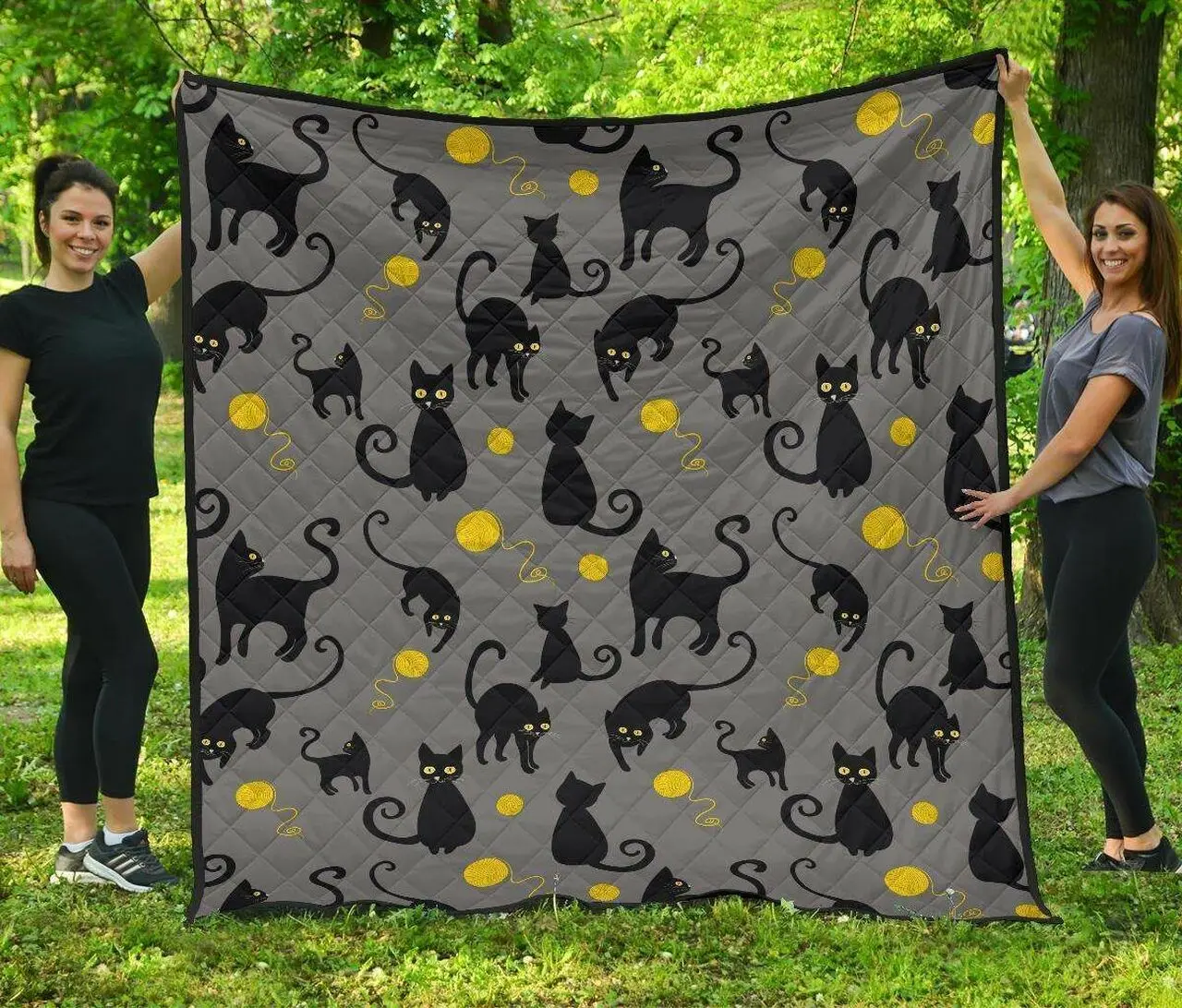Black Cat Knit Cl12100085Mdq Quilt Blanket and Home Decor