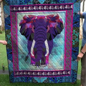 Blue Elephant Quilt Blanket Quilt and Home Decor