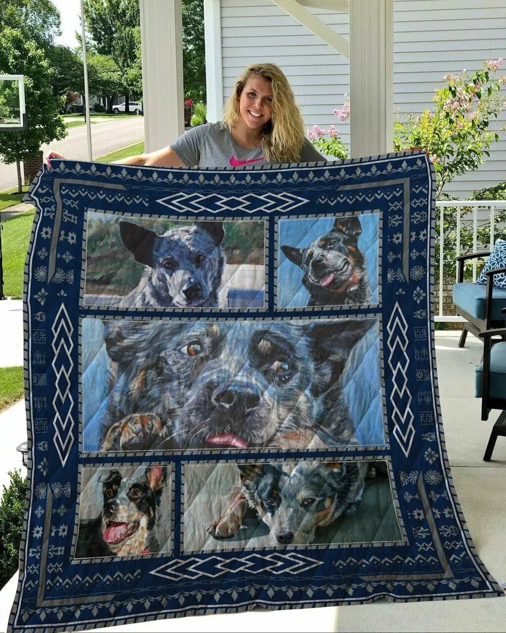 Blue Heelers 1 Quilt Design By Exrain and Home Decor