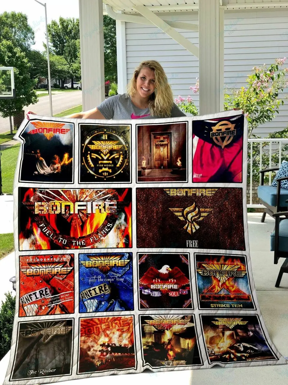 Bonfire Quilt Blanket and Home Decor