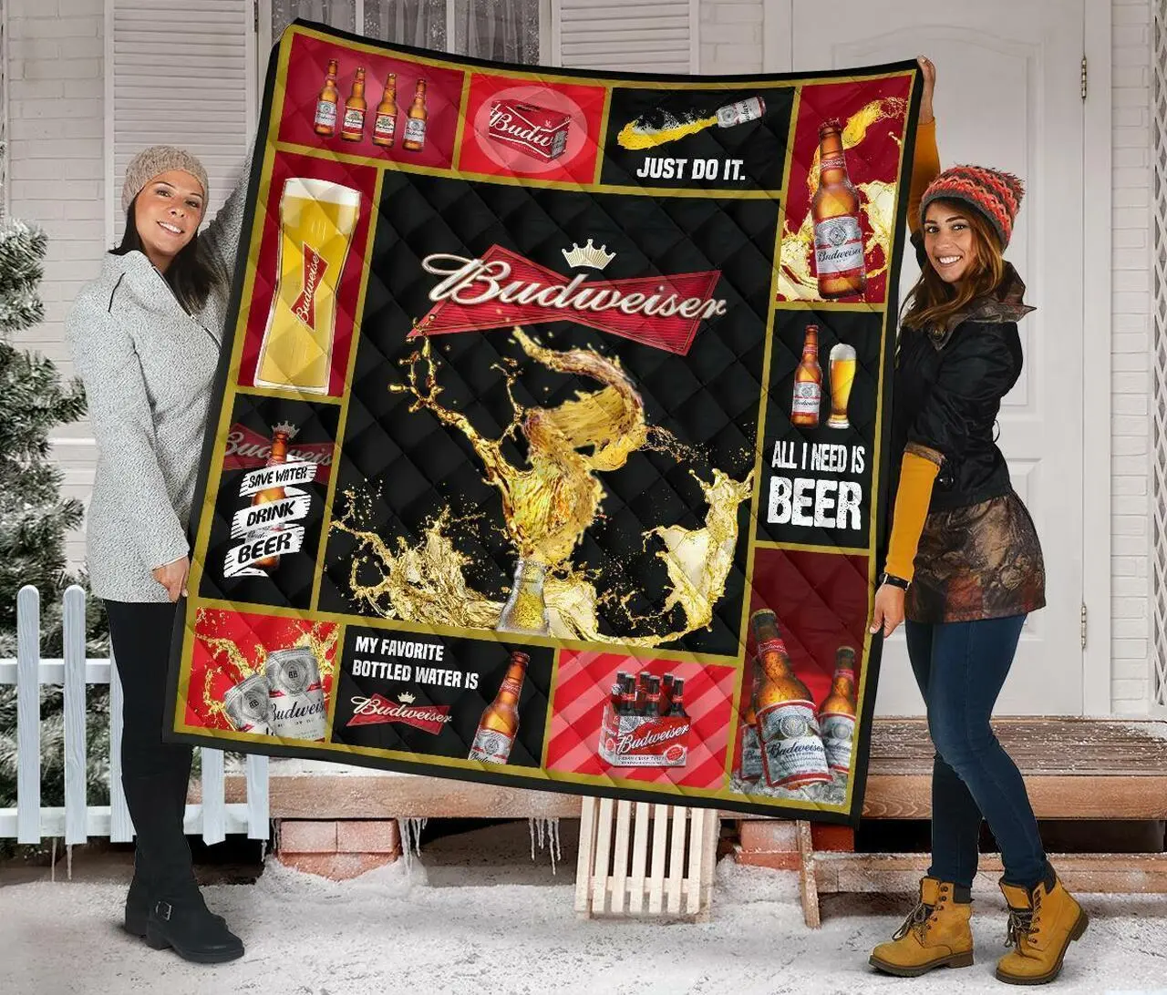 Budweiser Funny Beer Lover Gift Idea Quilt and Home Decor