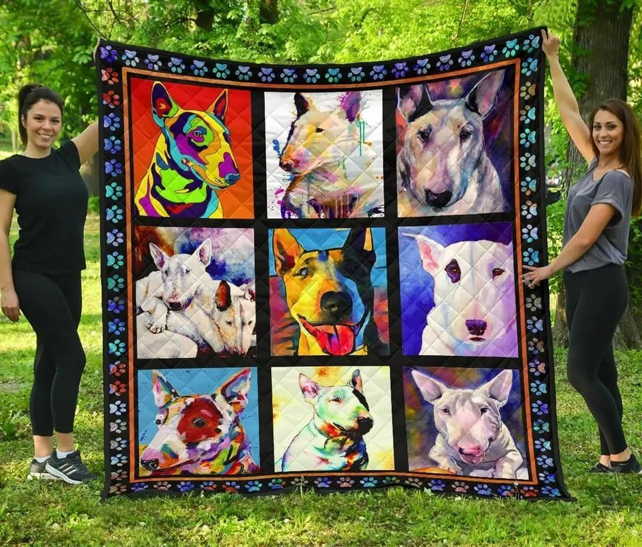 Bull Terrier Colorful Bull Terrier Quilt Ecf and Home Decor