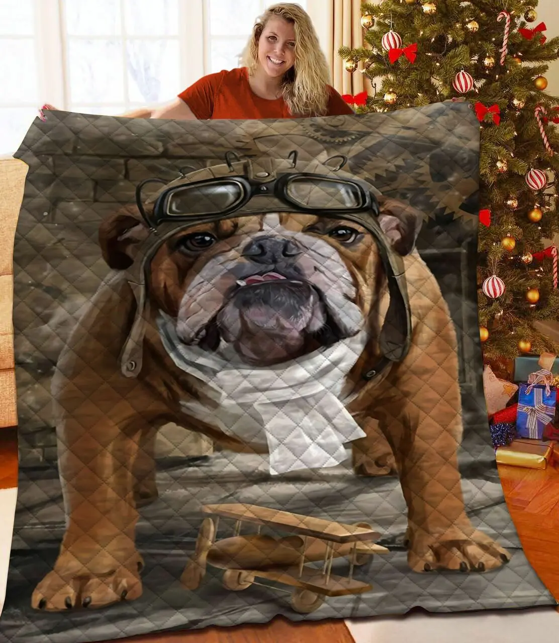 Bulldog Jfj Quilt Bl and Home Decor