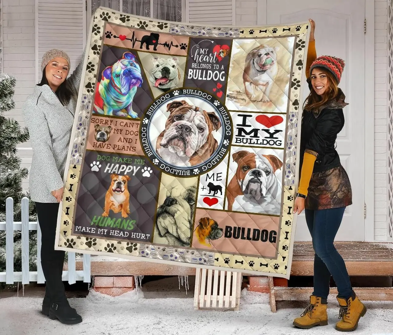 Bulldog Quilt Blanket Dhc09121611Dd and Home Decor