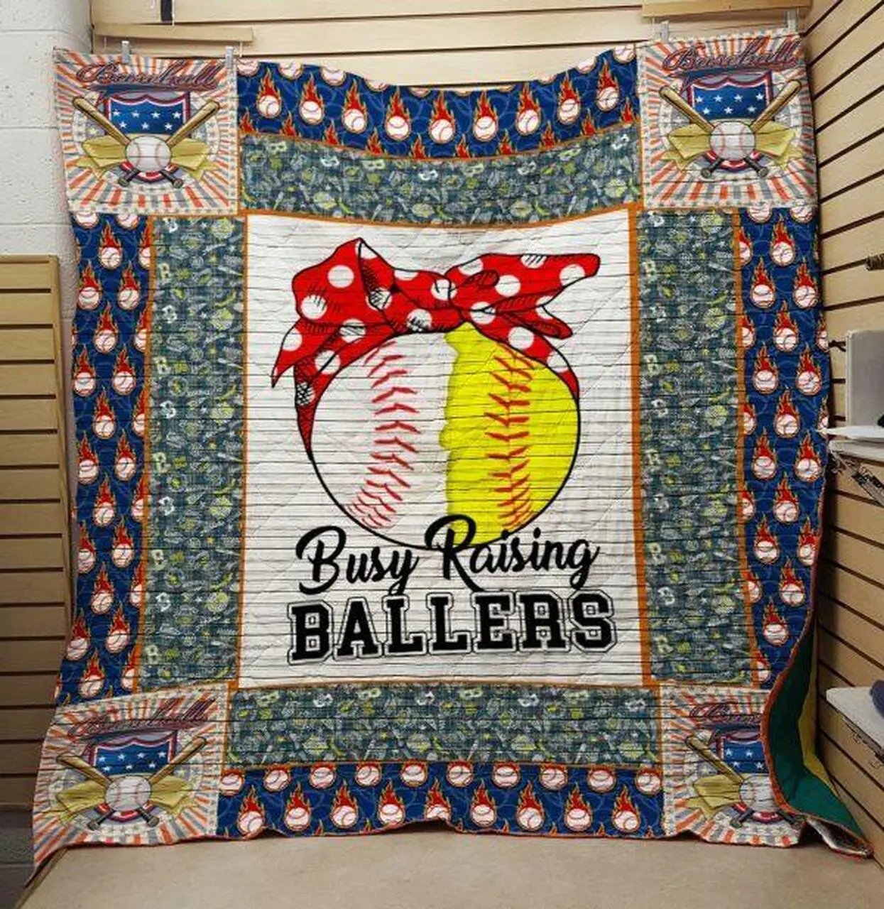 Busy Raising Baseball Quilt Blanket Quilt and Home Decor