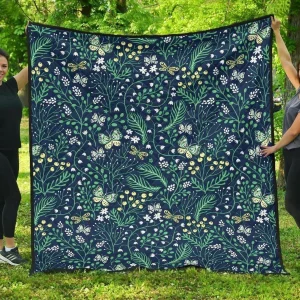 Butterfly Leaves Pattern DHCDHC DT1910 Quilt Blanket and Home Decor