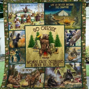 Camping Bear Quilt Blanket ABC06011165 and Home Decor