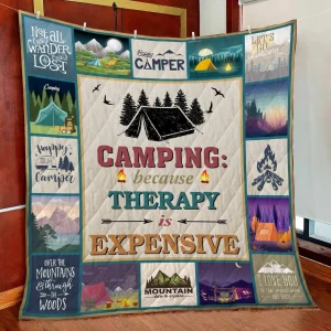 Camping Because Therapy Is Expensive Quilt Blanket and Home Decor