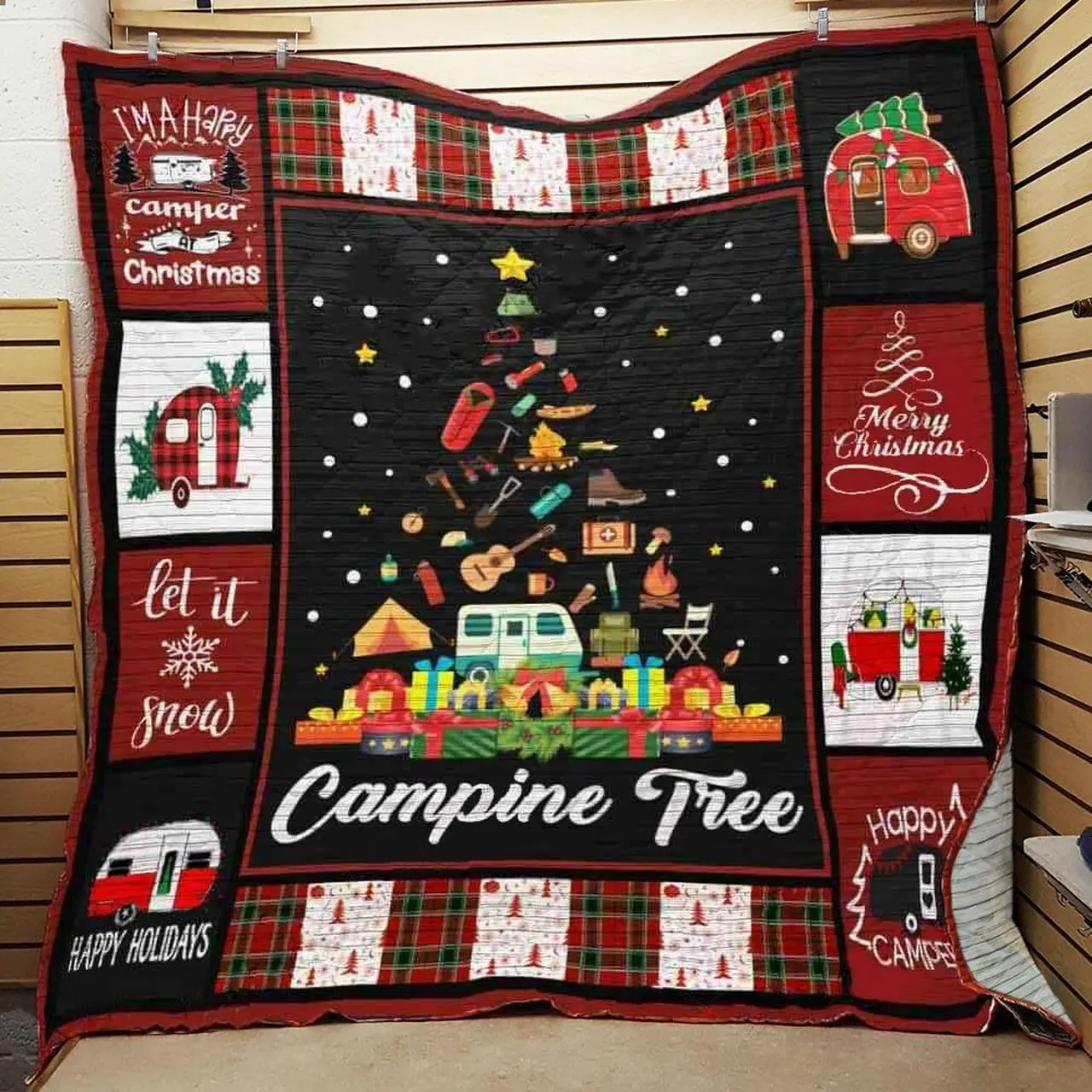 Camping Christmas Quilt Blanket ABC07112450 and Home Decor