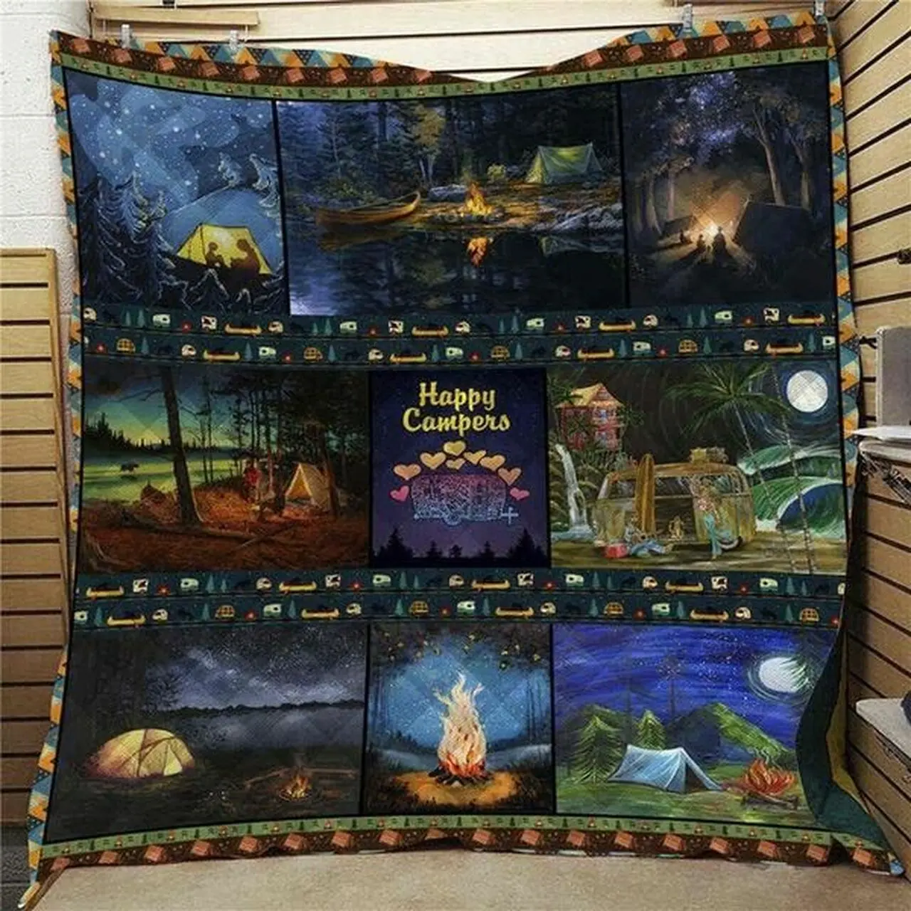 Camping Let Be Happy Camper Quilt Blanket Dhc04011496Dd and Home Decor