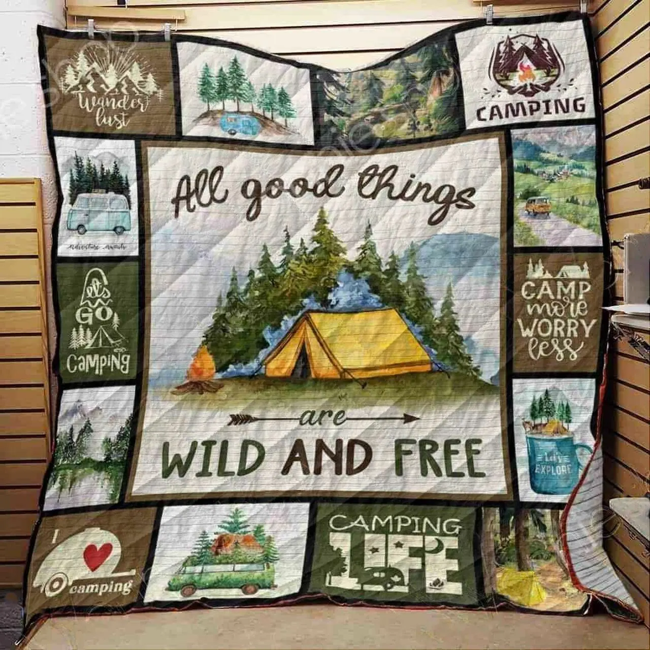 Camping Love Quilt Blanket ABC06011224 and Home Decor