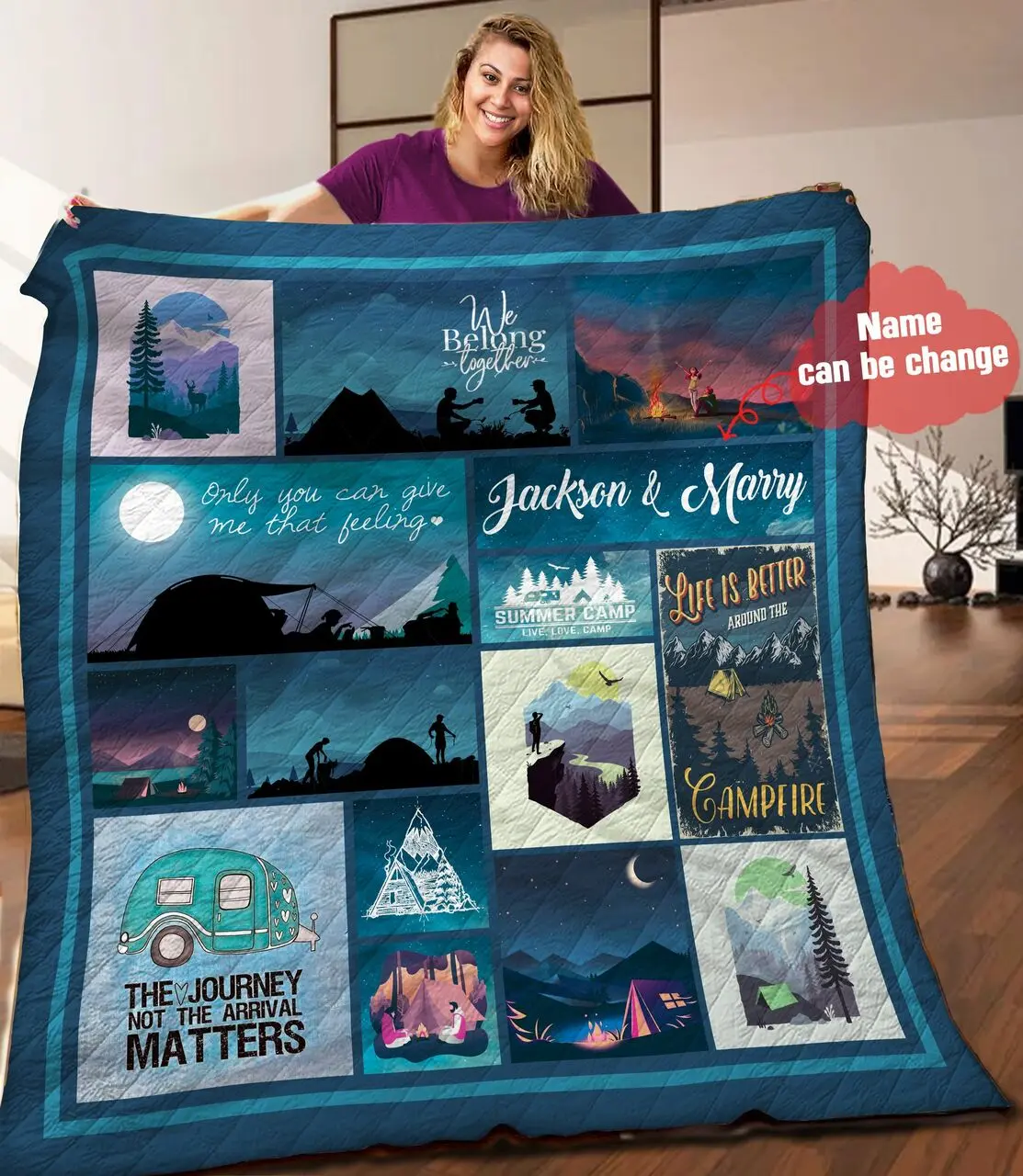 Camping Personalized Quilt Blanket HHH080603NA and Home Decor