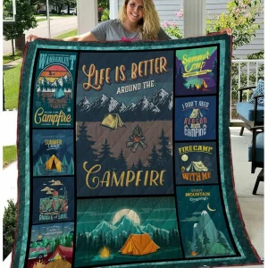 Camping Summer Camp Quilt Blanket A146 and Home Decor