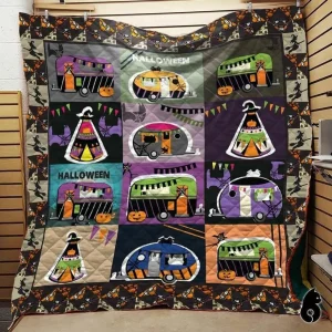 Camping Vans Halloween Blanket Th1909 Quilt and Home Decor