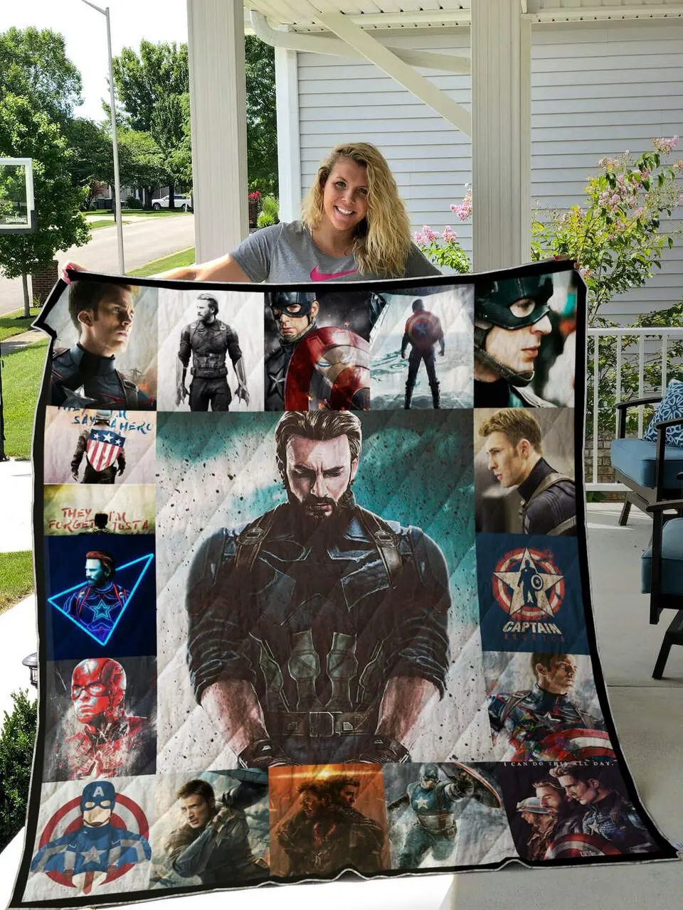 Captain America Quilt Blanket For Fans and Home Decor
