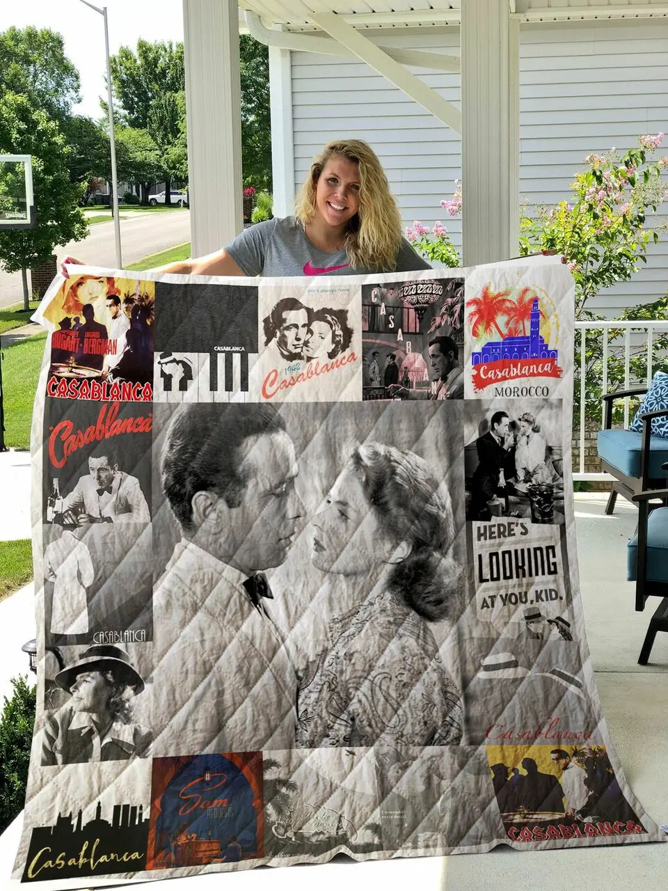 Casablanca Poster Quilt Blanket and Home Decor