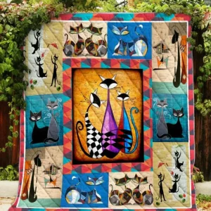 Cat Abstract Quilt Blanket Quilt and Home Decor