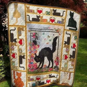 Cat And Spider Quilt Blanket Quilt and Home Decor
