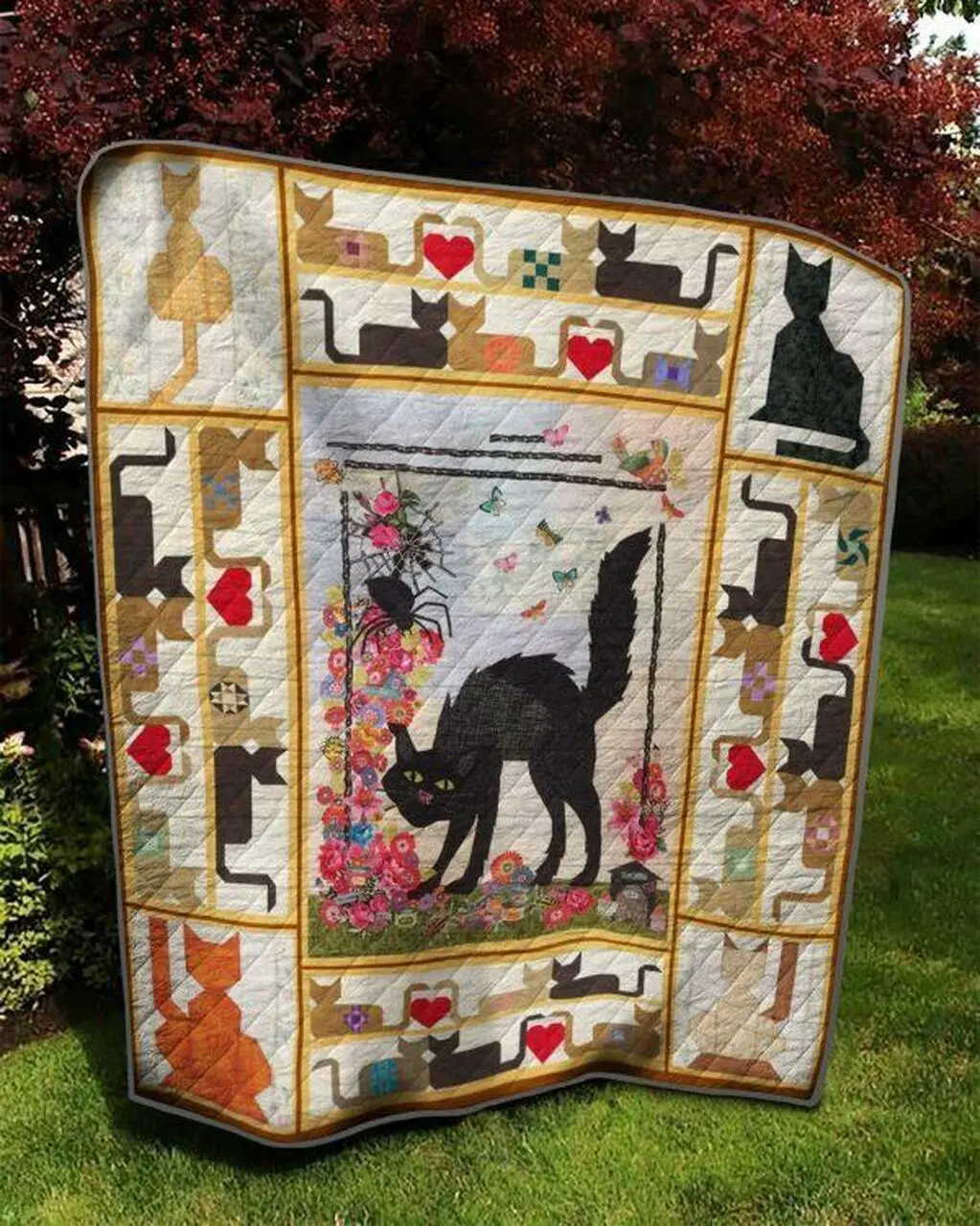 Cat And Spider Quilt Blanket Quilt and Home Decor