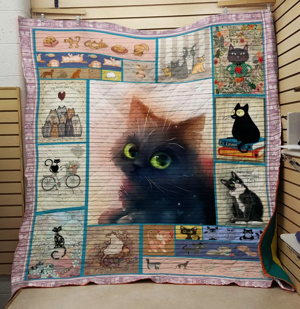 Cat Bike Quilt and Home Decor