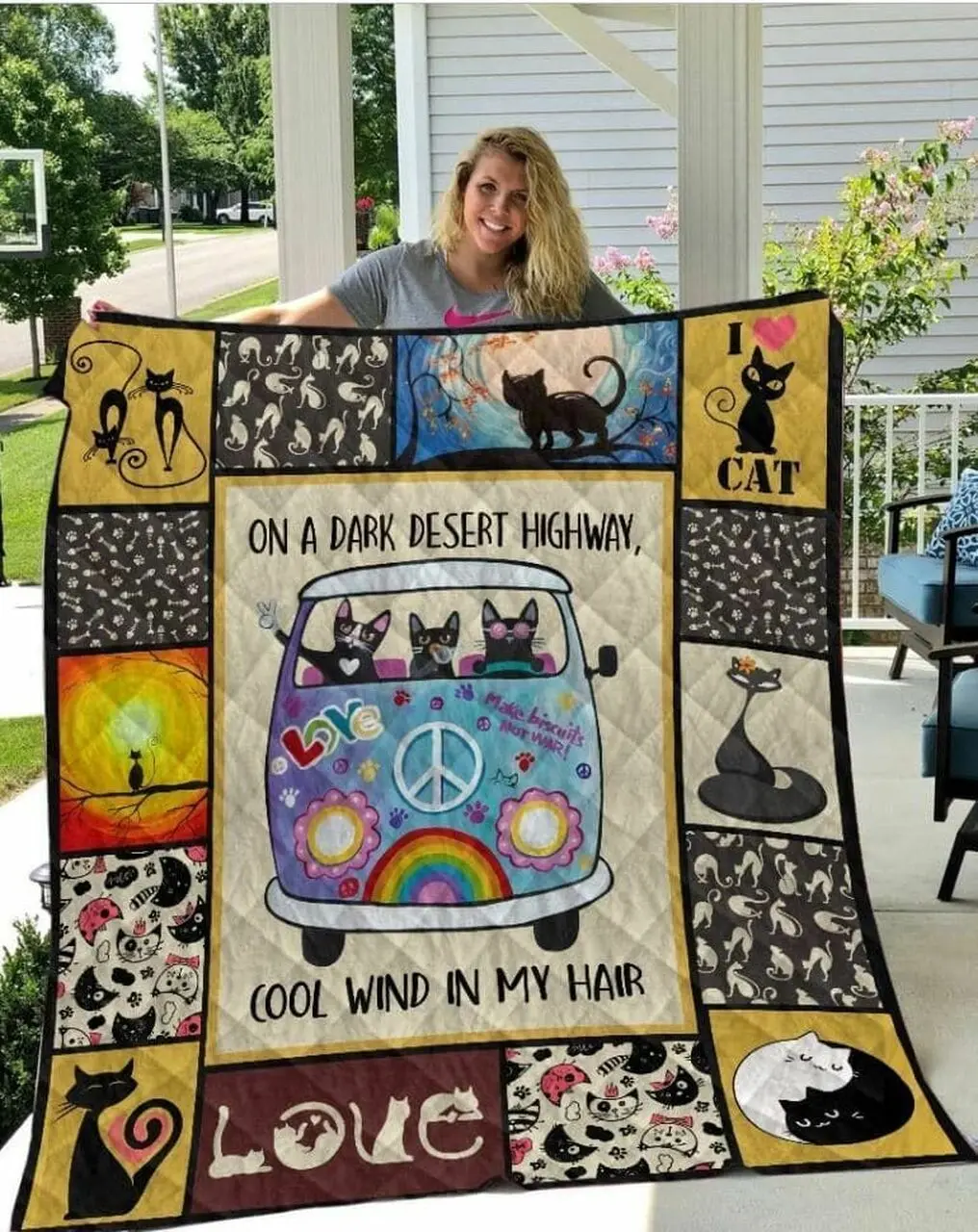 Cat Cat And Wind Quilt Vnr and Home Decor