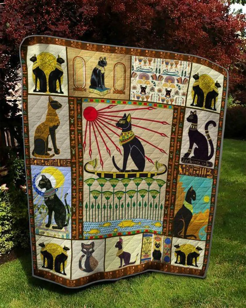 Cat Egypt Quilt Blanket Quilt and Home Decor