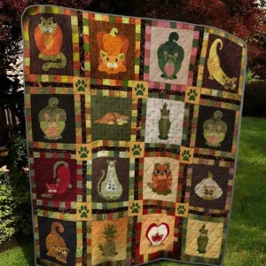 Cat Fruit Quilt Blanket Quilt and Home Decor