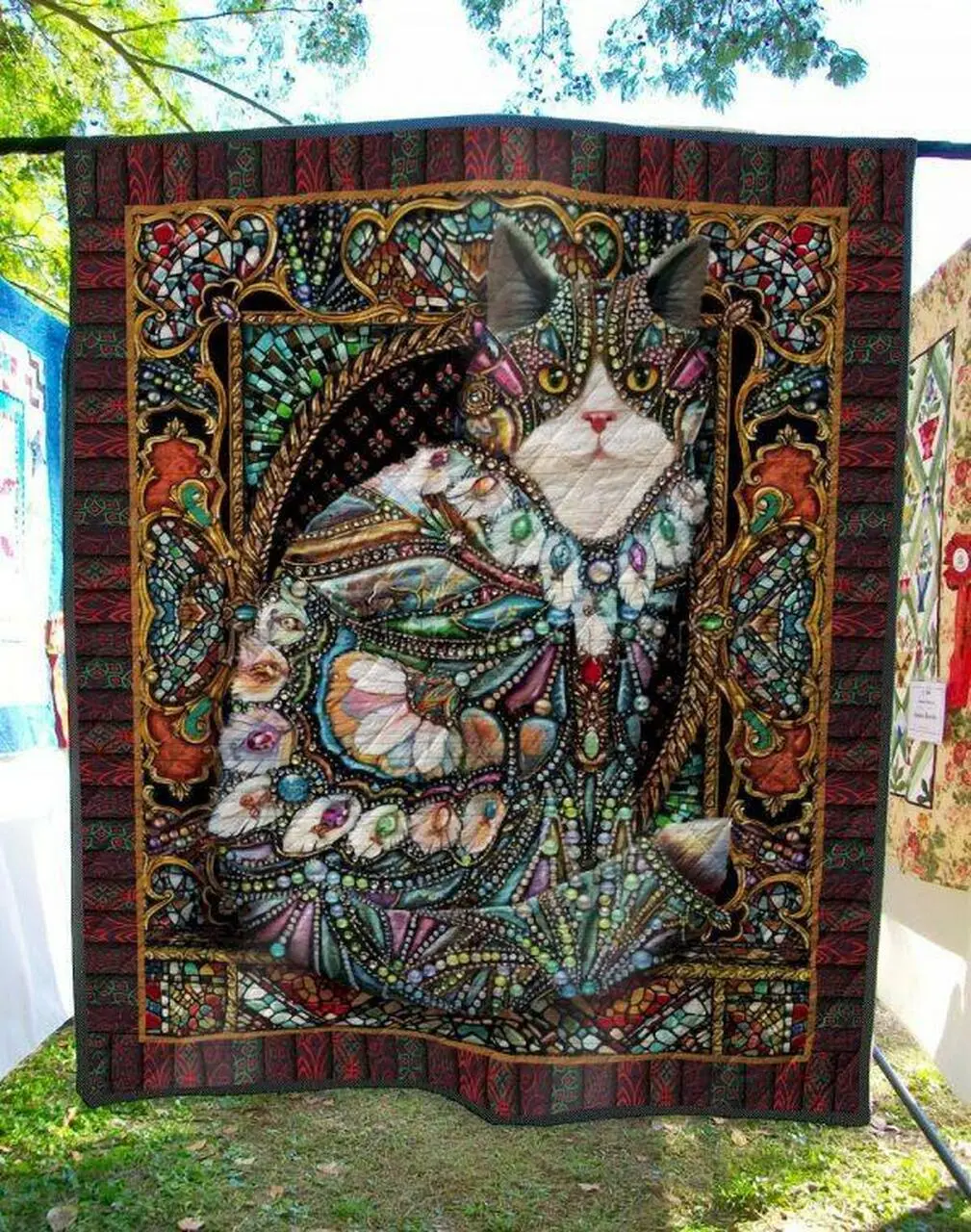 Cat Jewelry Quilt Blanket Quilt and Home Decor