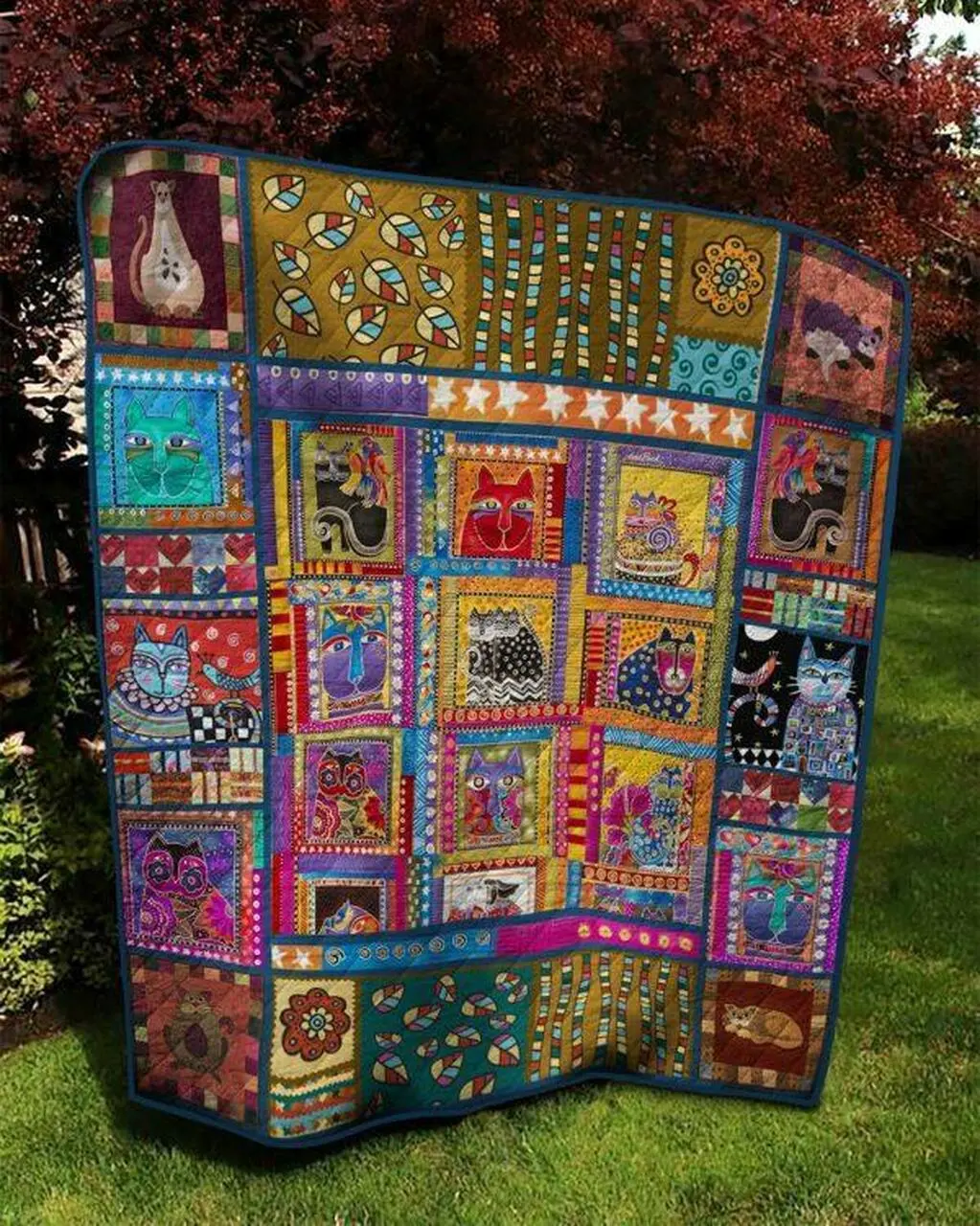 Cat Motifs Quilt Blanket Quilt and Home Decor