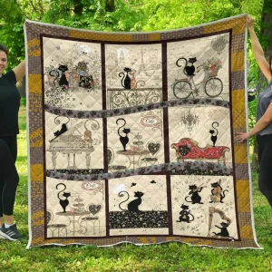 Cat Vintage Quilt Blanket and Home Decor
