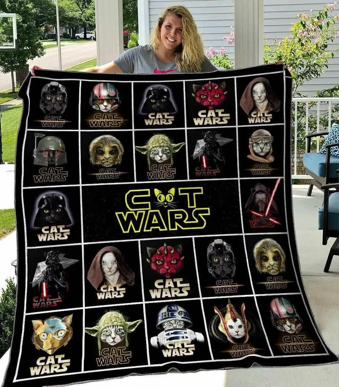 Cat Wars Blanket Th1607 Quilt and Home Decor