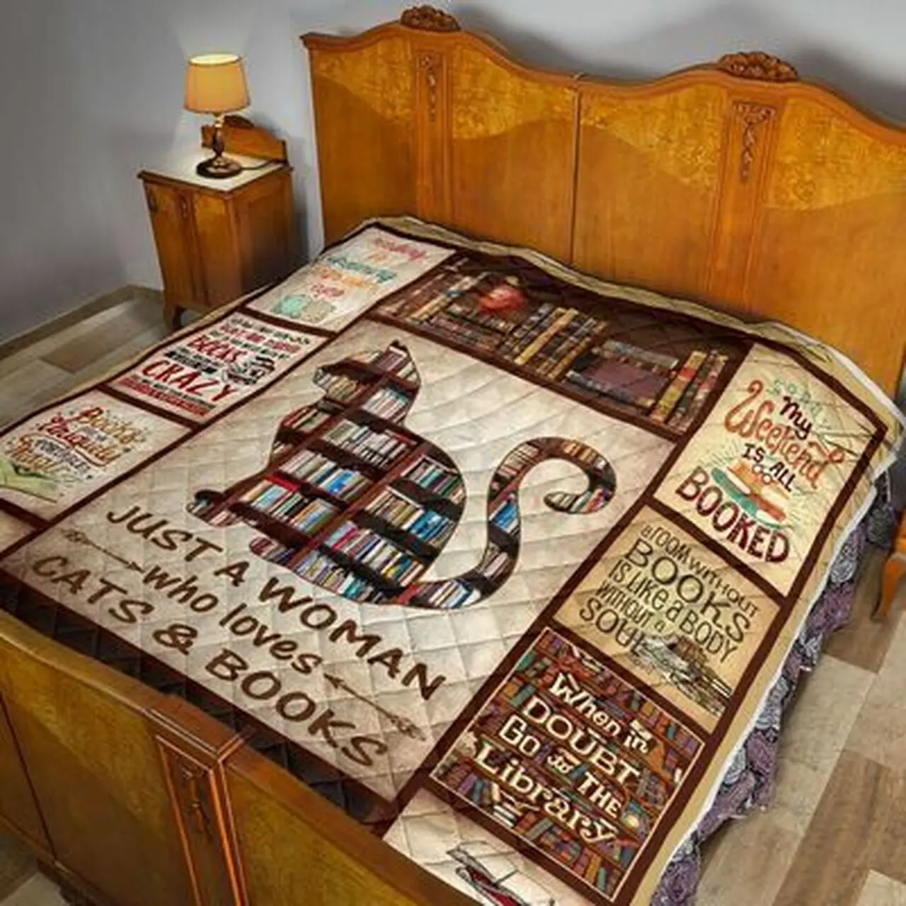 Cats And Books 3D Customized Quilt and Home Decor