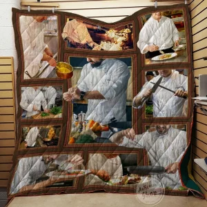 Chef Cooking Knife Tools Quilt Quilt and Home Decor