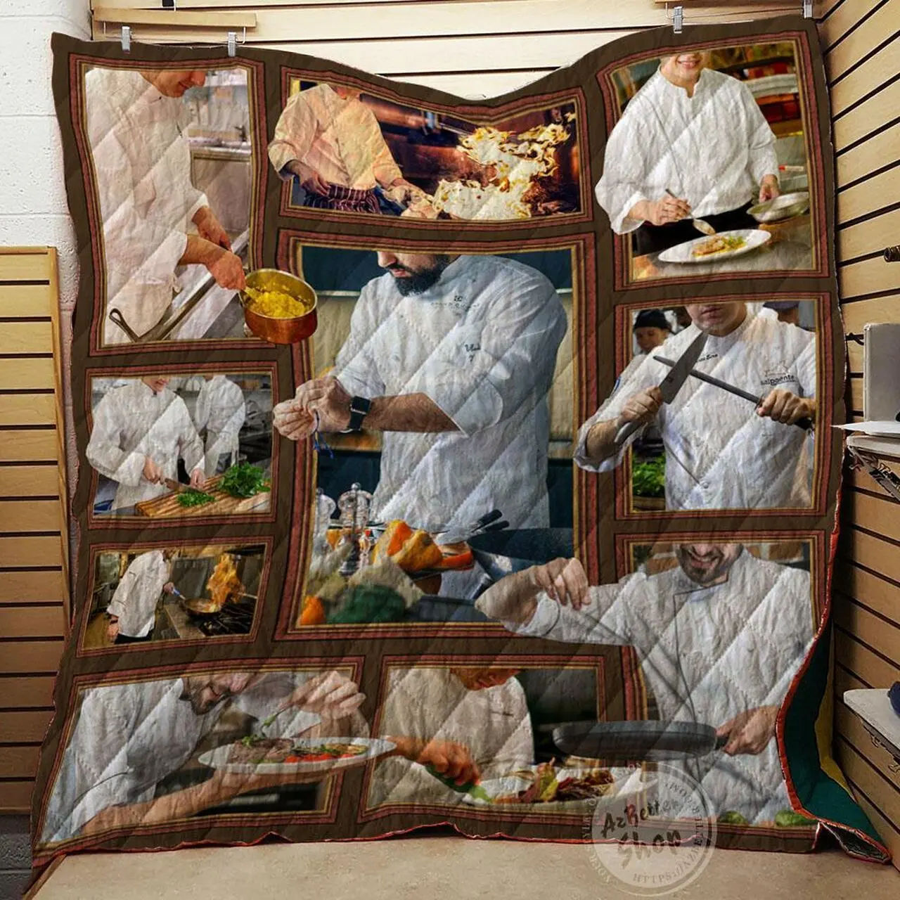 Chef Cooking Knife Tools Quilt Quilt and Home Decor