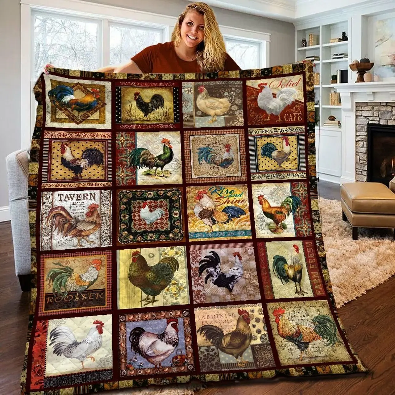 Chicken Bbb1510200Mh Quilt Blanket and Home Decor