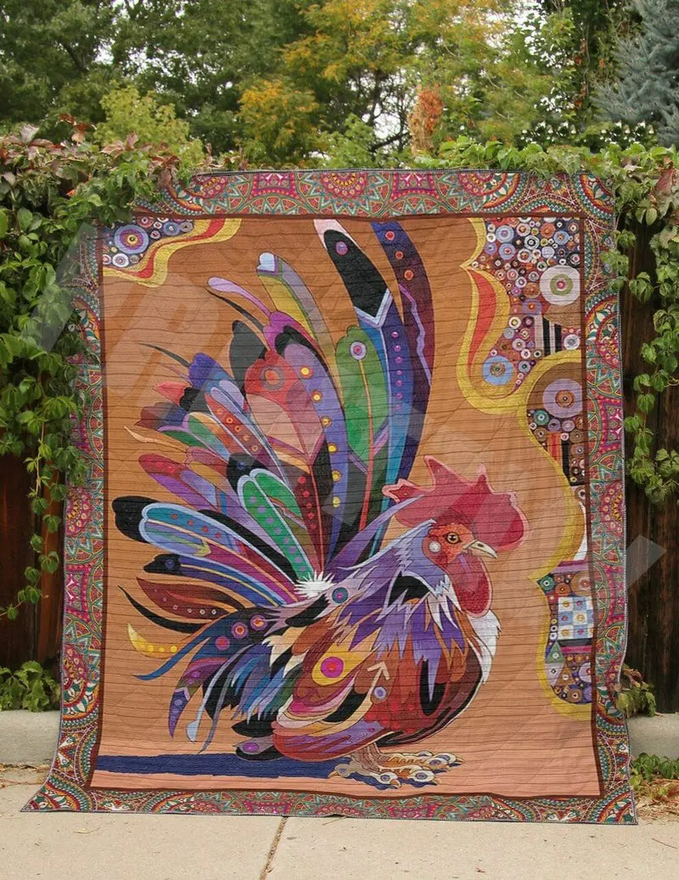 Chicken Boho Rooster Quilt Blanket Dhc020120890Td and Home Decor
