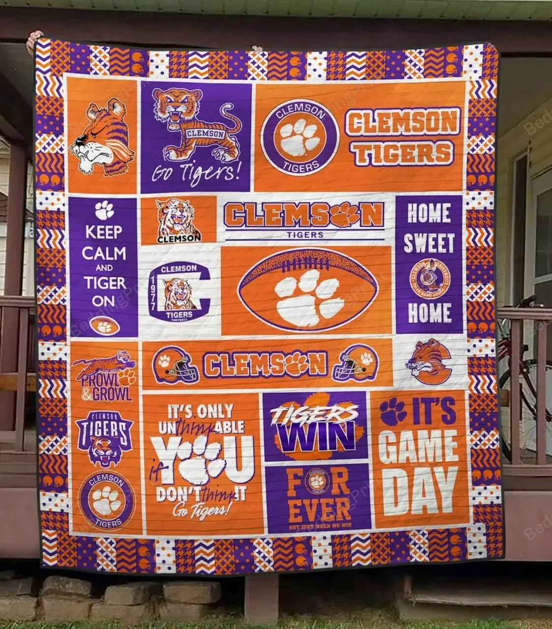 Clemson Tigers Ver1 Quilt Blanket and Home Decor