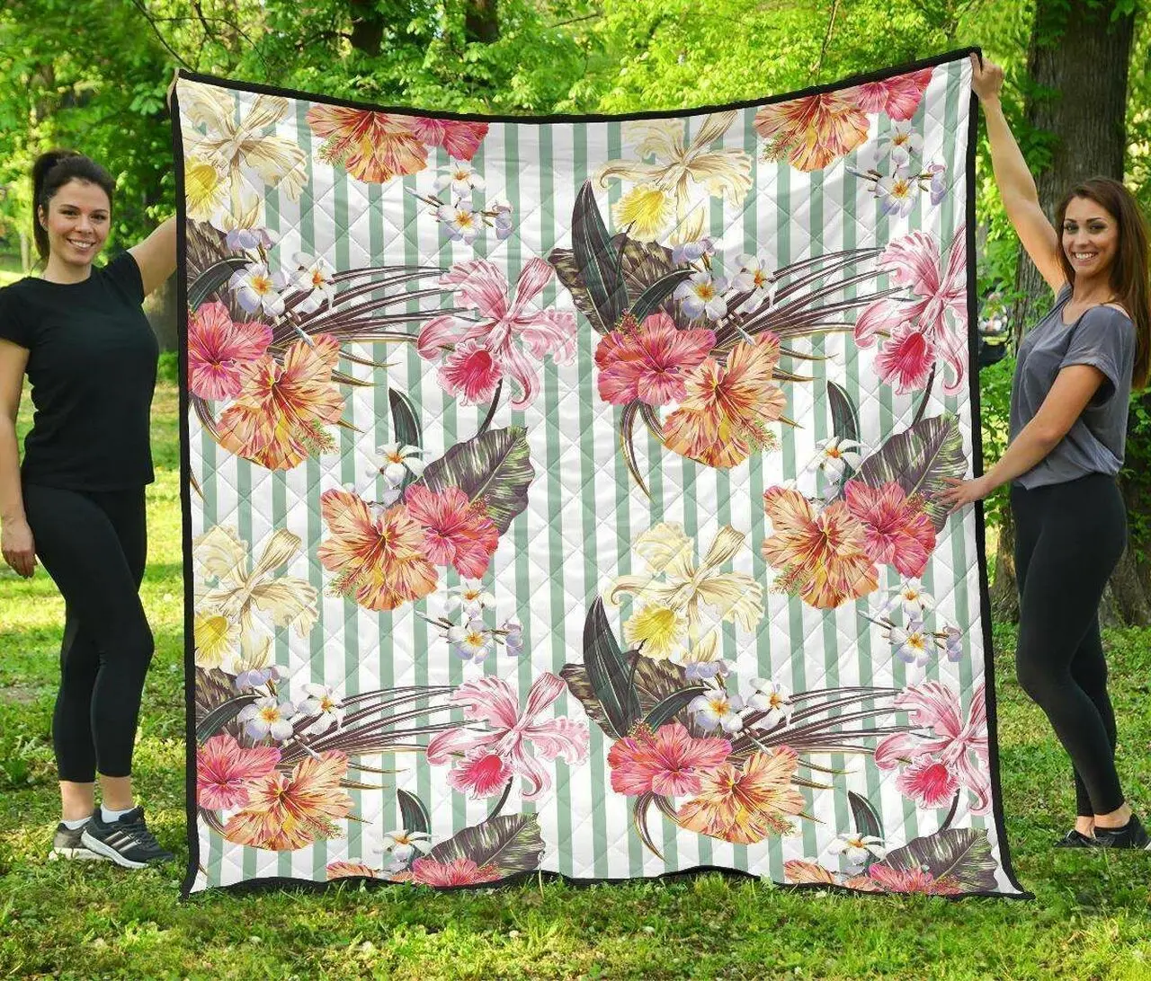 Colorful Orchid Flower Pattern DHCDHC DT1910 Quilt Blanket and Home Decor