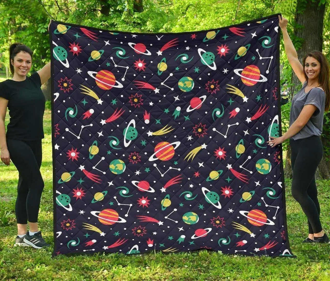 Colorful Space Pattern Planet Star DHCDHC DT1910 Quilt Blanket and Home Decor