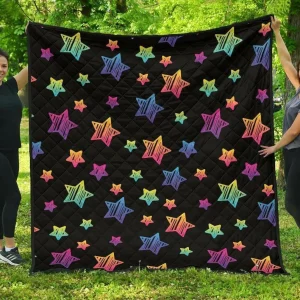 Colorful Star Pattern DHCDHC DT1910 Quilt Blanket and Home Decor