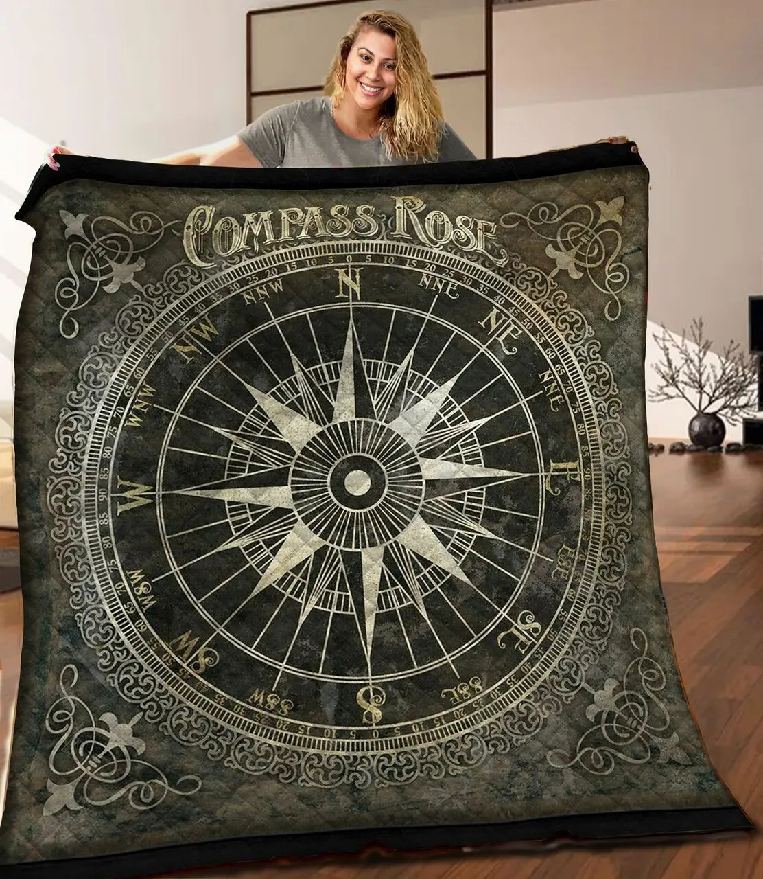 Compass Quilt Blanket C9B260301TA and Home Decor