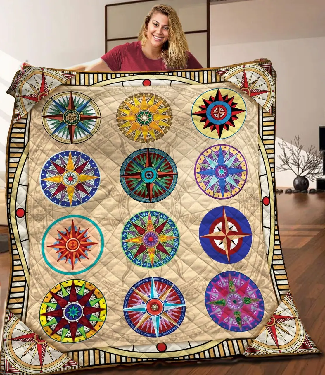 Compass Quilt Blanket C9B260302TA and Home Decor