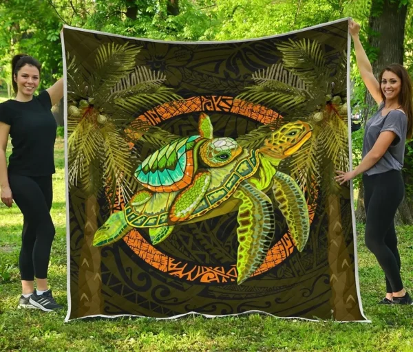 Cook Islands Polynesian Turtle Palm Tree Quilt and Home Decor