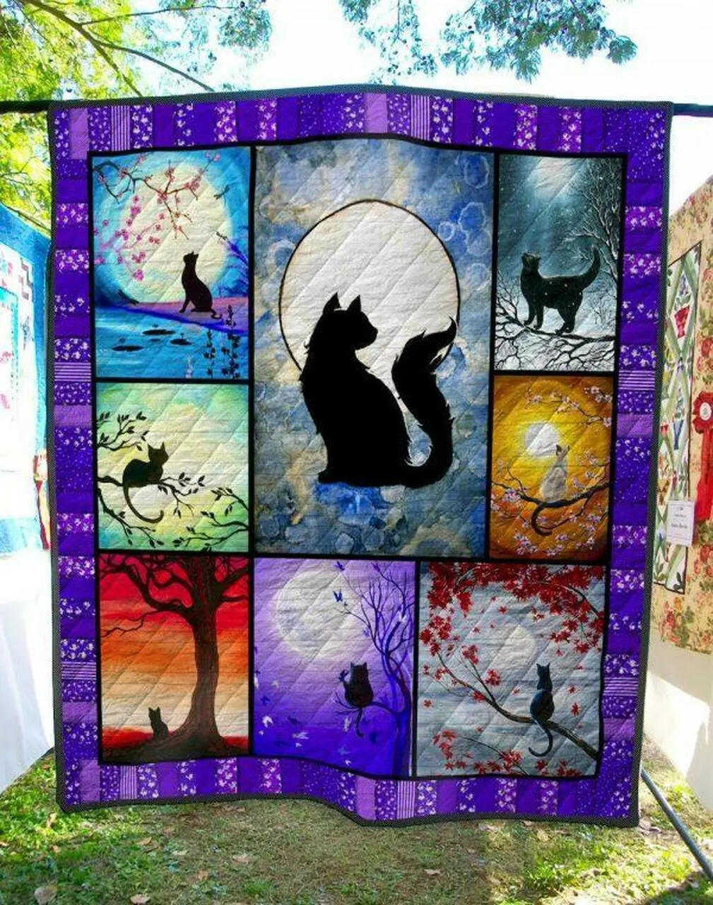 Cool Cat Missing Something Quilt Blanket Quilt and Home Decor