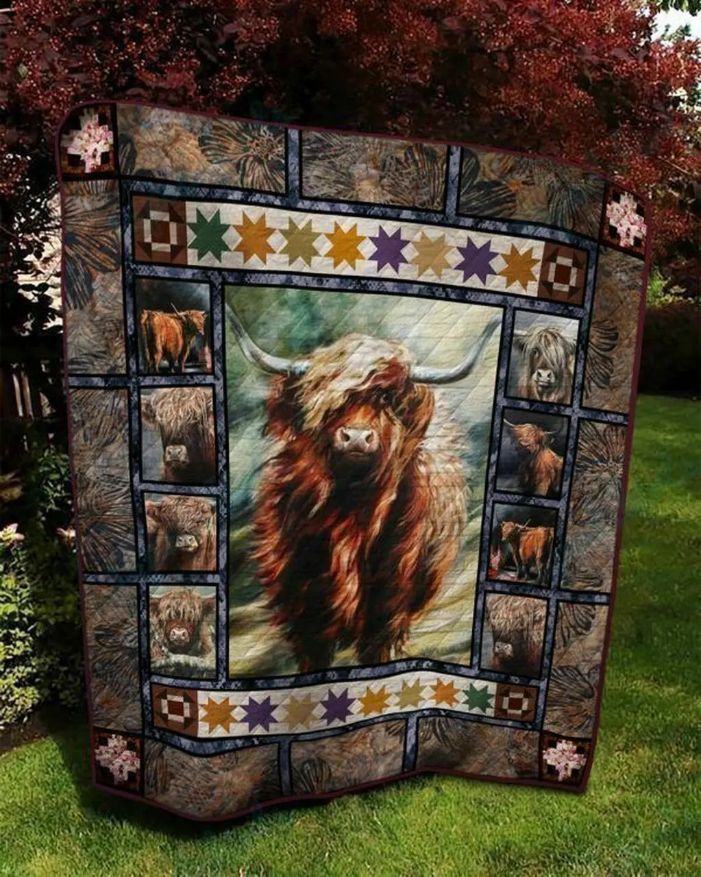 Cool Highland Cow Quilt Blanket Ll and Home Decor